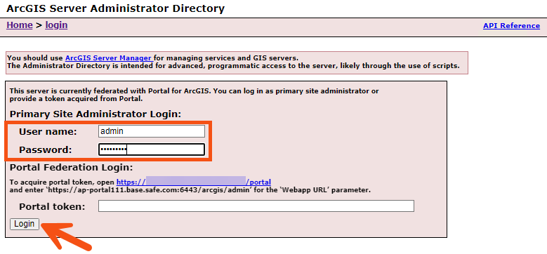 Login to ArcGIS Server