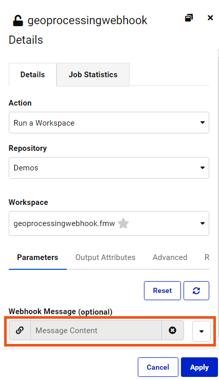 Configure run workspace