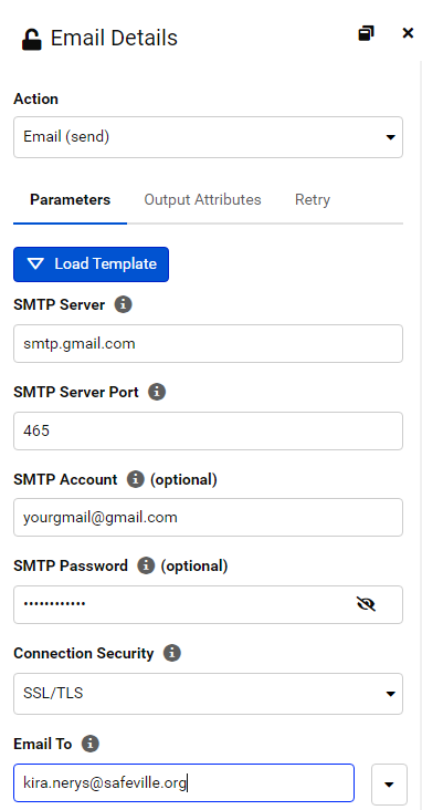 Configure external email action