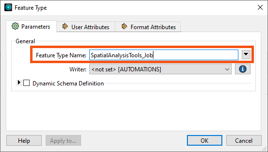Automation writer feature type name