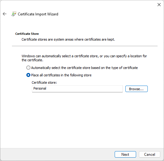 Personal Cert Store