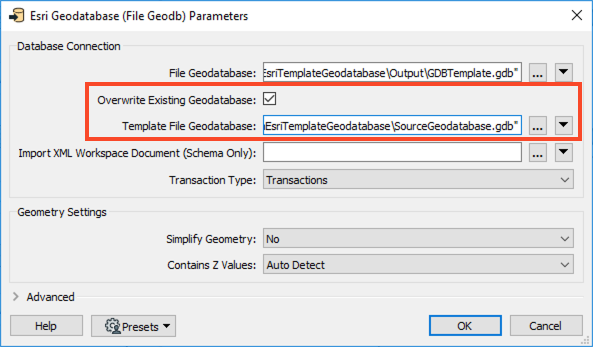 How to use an Esri Template Geodatabase – FME Support Center