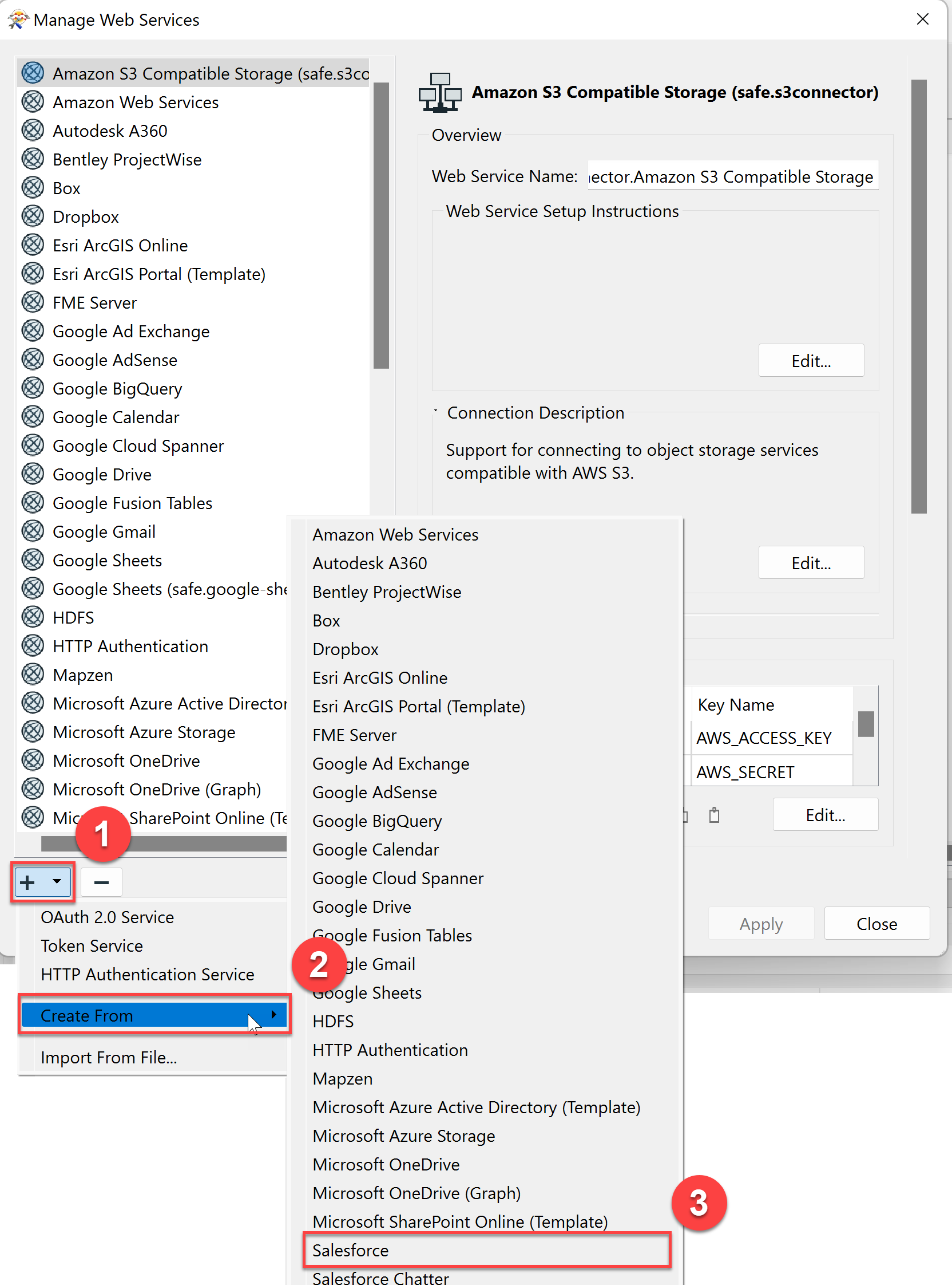 Manage Web Services: Create a New Web Service from the Salesforce template