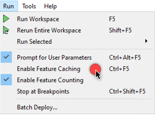 Run > uncheck 'Enable Feature Caching'