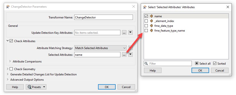 ChangeDetector parameters