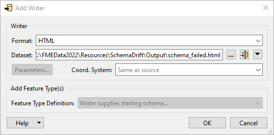 HTML Writer parameters