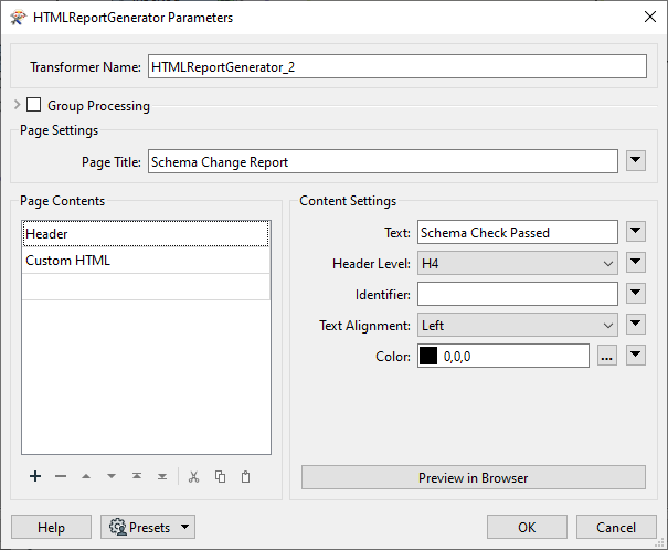HTMLReportGenerator_2 parameters
