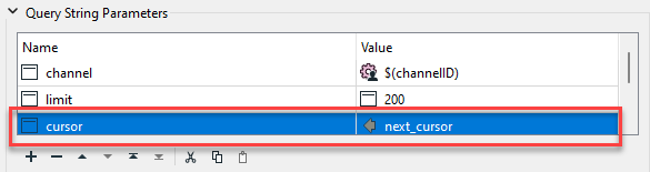 Cursor parameter