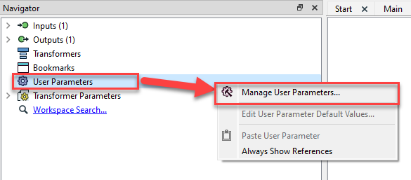 User parameter configuration