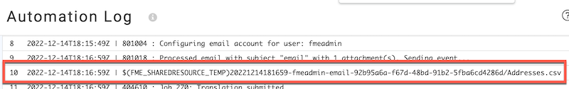 Automation Log Action Message