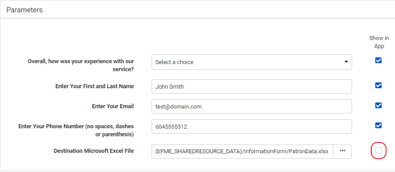 Workspace App Parameters