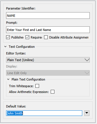 User Parameter Text