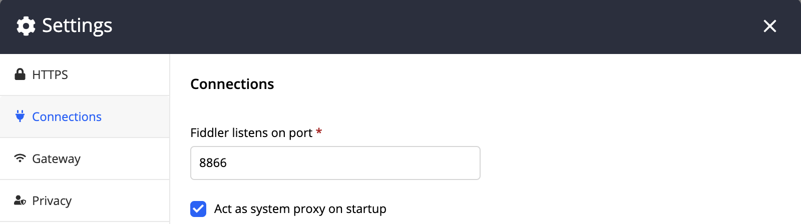 Fiddler port