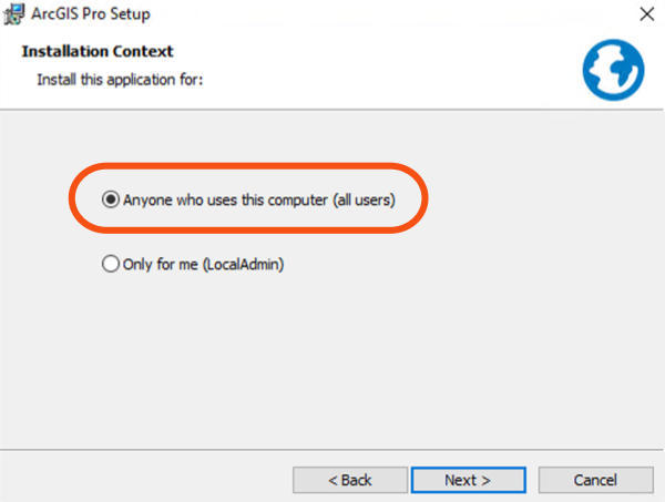 ArcGIS Pro Setup Installation Context Options