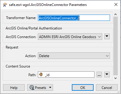 04 ArcGISOnlineConnector parameters.png
