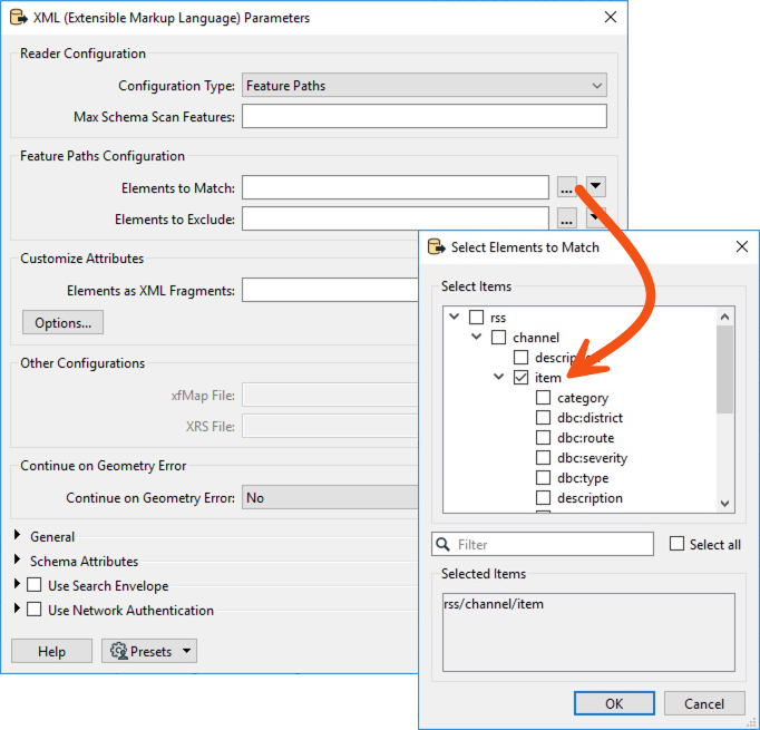 Converting from XML (Simple XML Reading Example) – FME Support Center