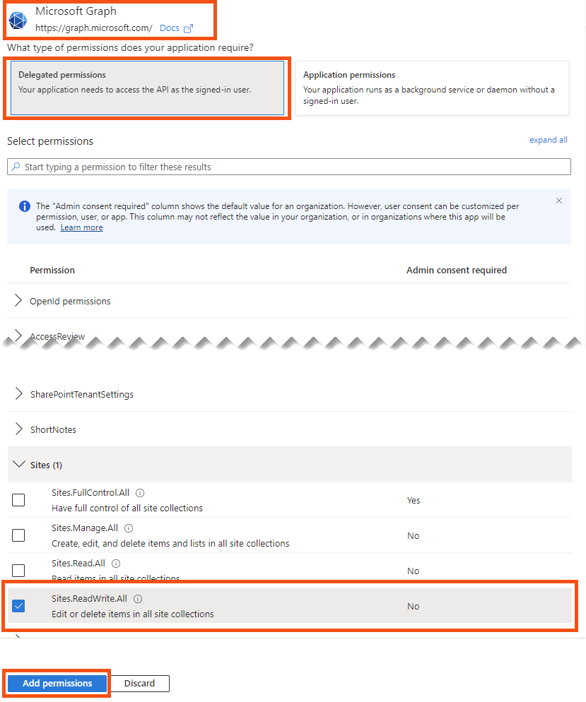 Configure Graph API Permissions