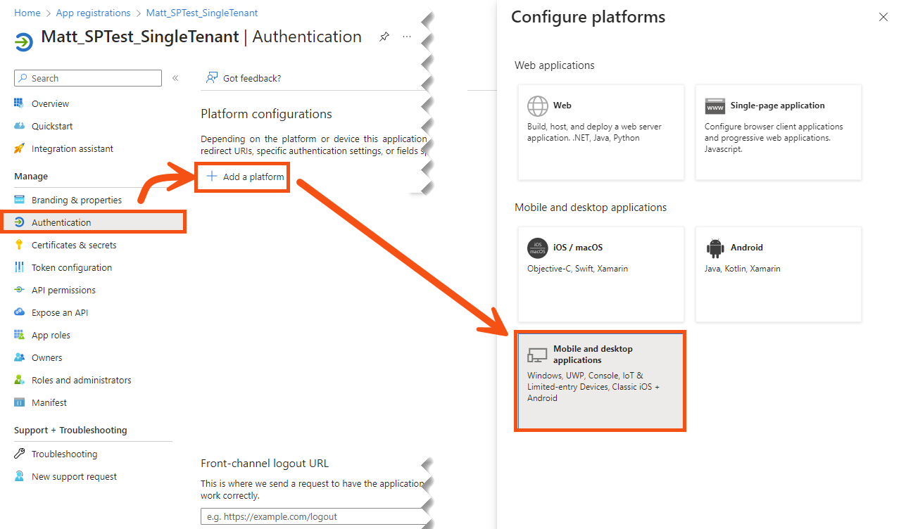 Add Mobile and Desktop Platform