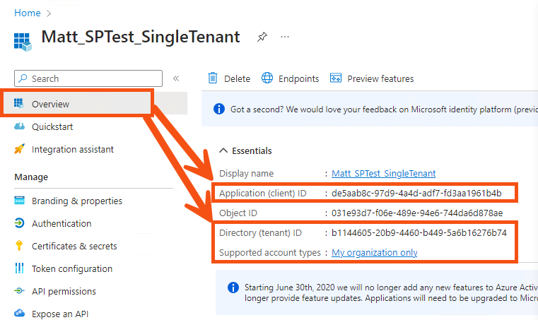 Client and Tenant IDs