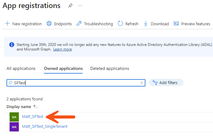 Edit App Registration