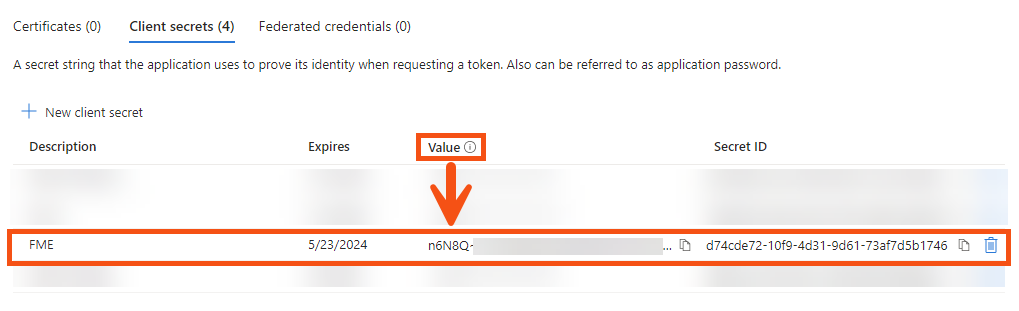 Client Secret Value