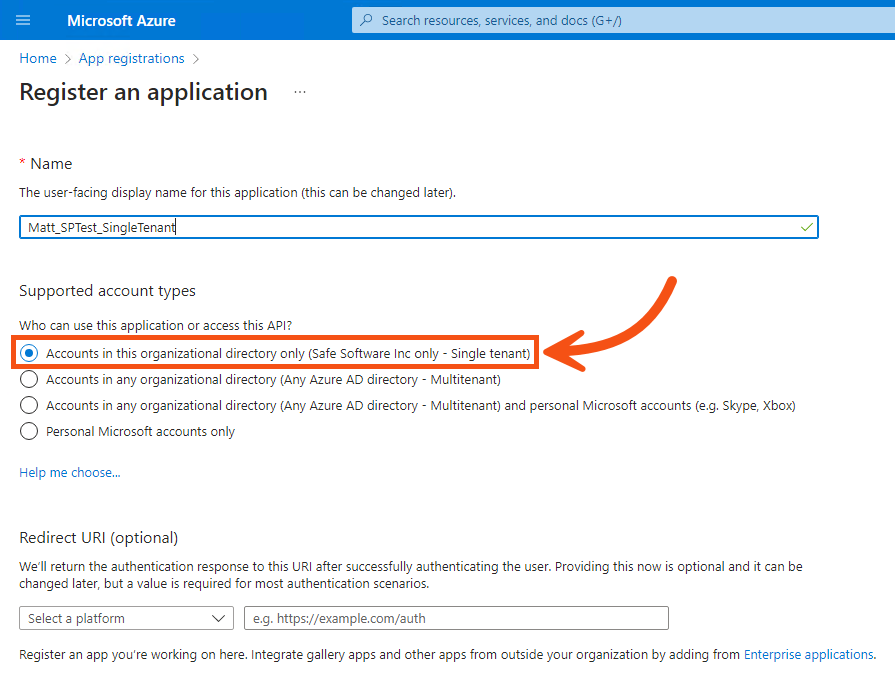 Single Tenant Registration