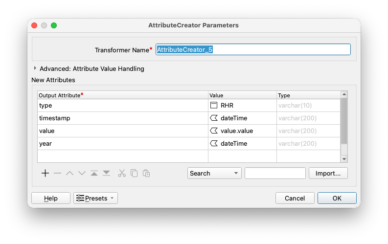 Setting attribute values