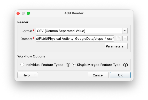 Reading CSV with step data