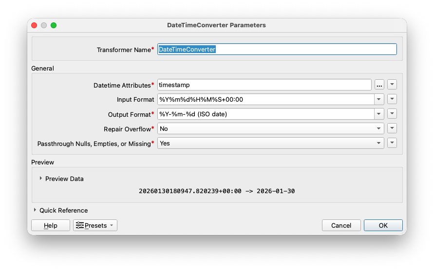 DateTime parameters