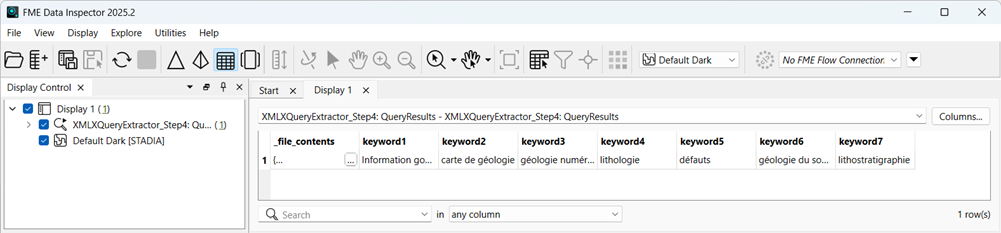Output of step 4's JSONiq extension to XQuery expression where each dataset keyword is stored in a uniquely named attribute