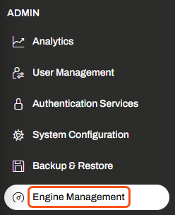 Admin menu with Engine Management selected