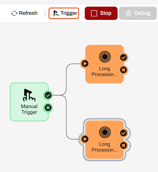 LongProcessingTimeAutomation with the Trigger button